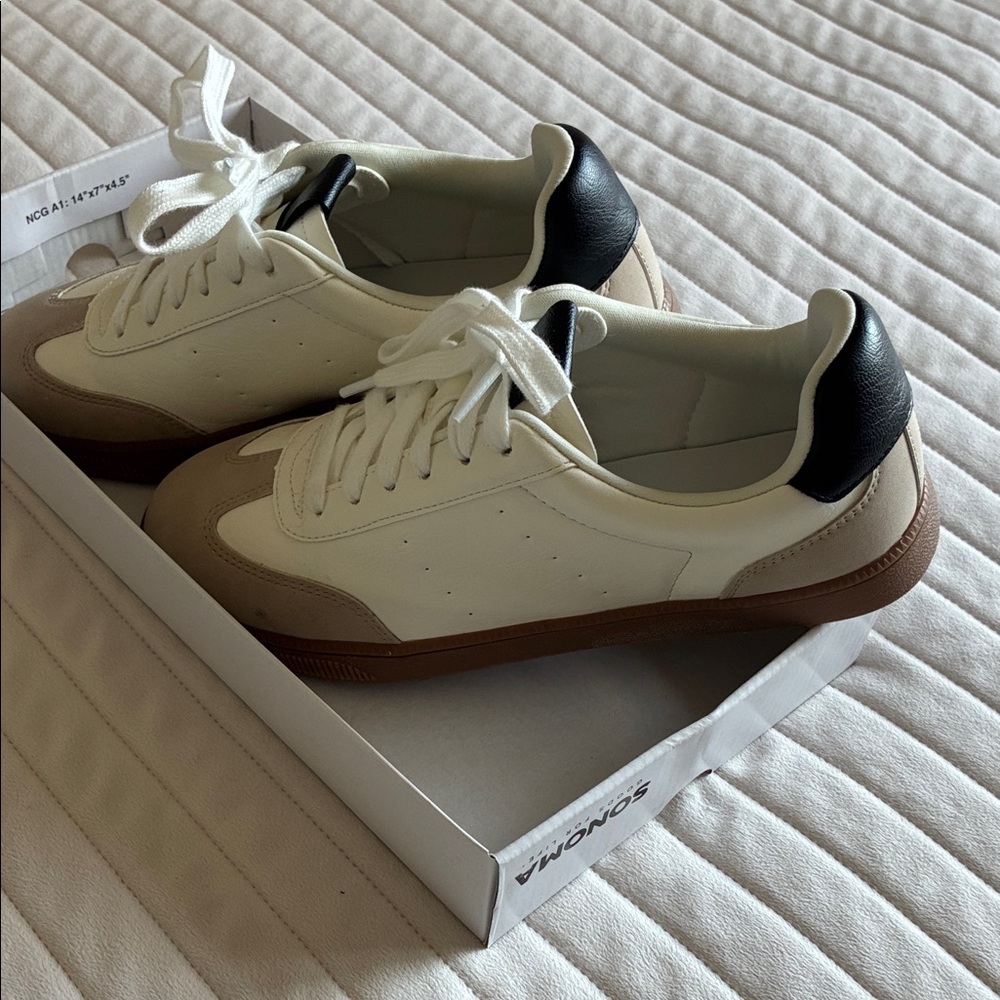 Sonoma Women’s Cream and Brown Sneakers
